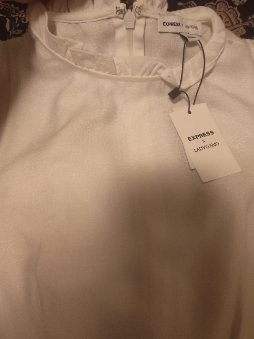 Women's White Ruffle-Neck Dress